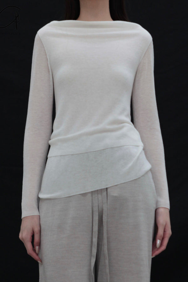 SWAYING 25 Early Spring Water-soluble Wool Fake Two-piece Sweater Series SW-SW25PS1T06-BAI White SW-SW25PS1T06